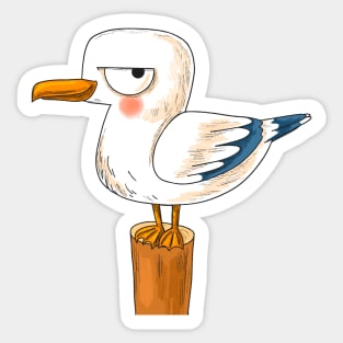 Hand Drawn Cartoon Seagull Sticker